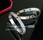 2021 New Replica Cartier Love Bracelet Silver Diamonds with Black Screws
